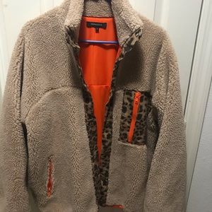 Leopard and orange teddy jacket
